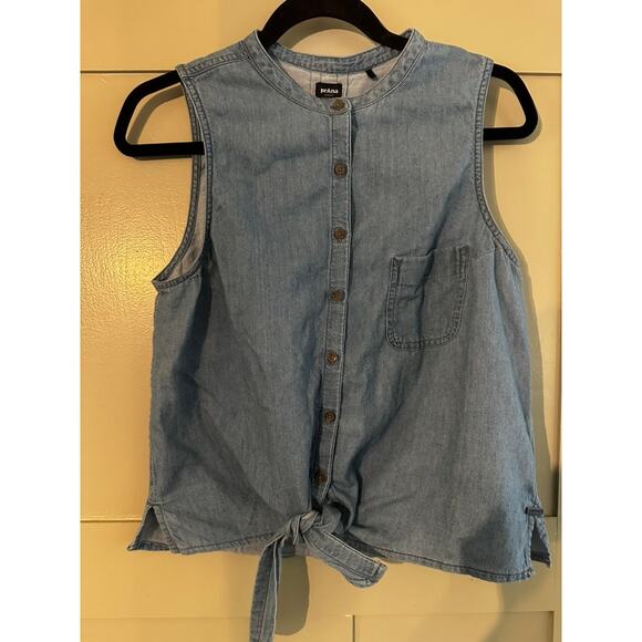 prAna Blue Organic Cotton Button up Tank Size M - Picture 1 of 6